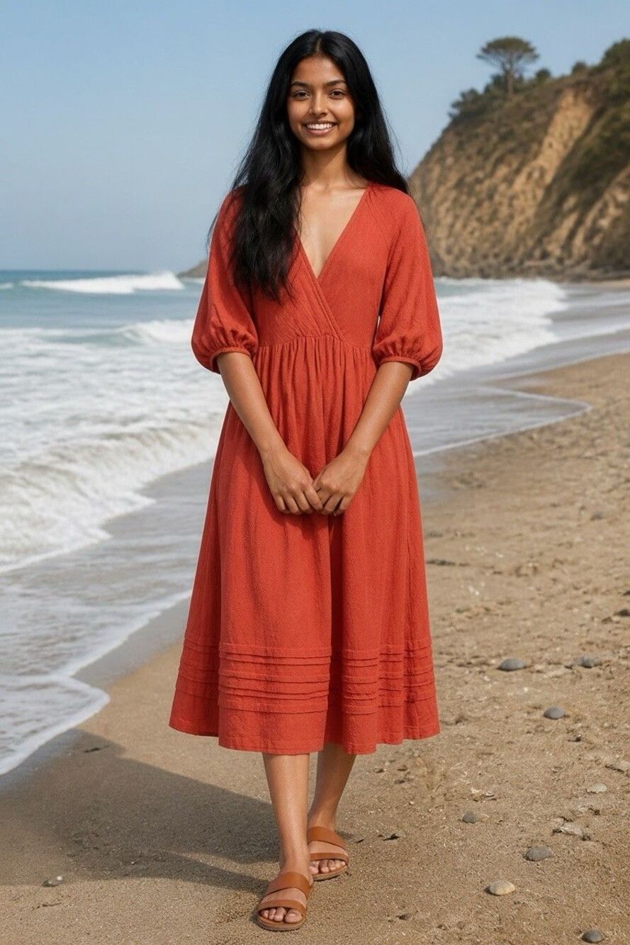 Madewell NEW! womens peasant boho rust oversized comfy summer dress Medium